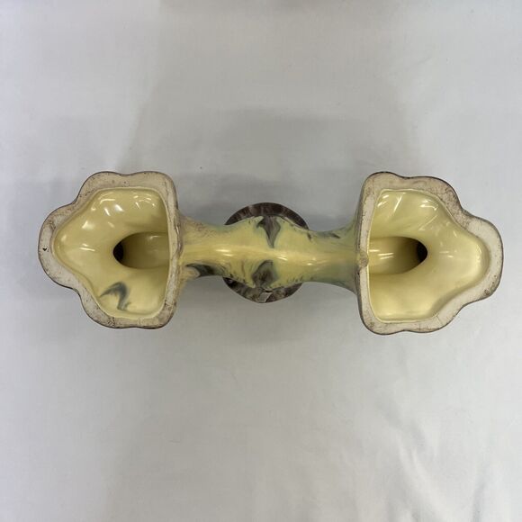 Vintage Germany Pottery Triple Candle Holder Jasba Keramik Orange Brown Glazed - Picture 7 of 9